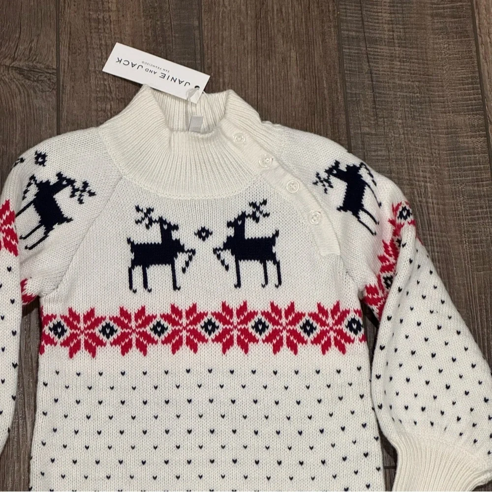 New Janie and Jack Toddler Fair Isle Reindeer Holiday Christmas Sweater Dress 2T
